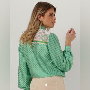 Liu Jo Green Geometric Print Button-Up Blouse